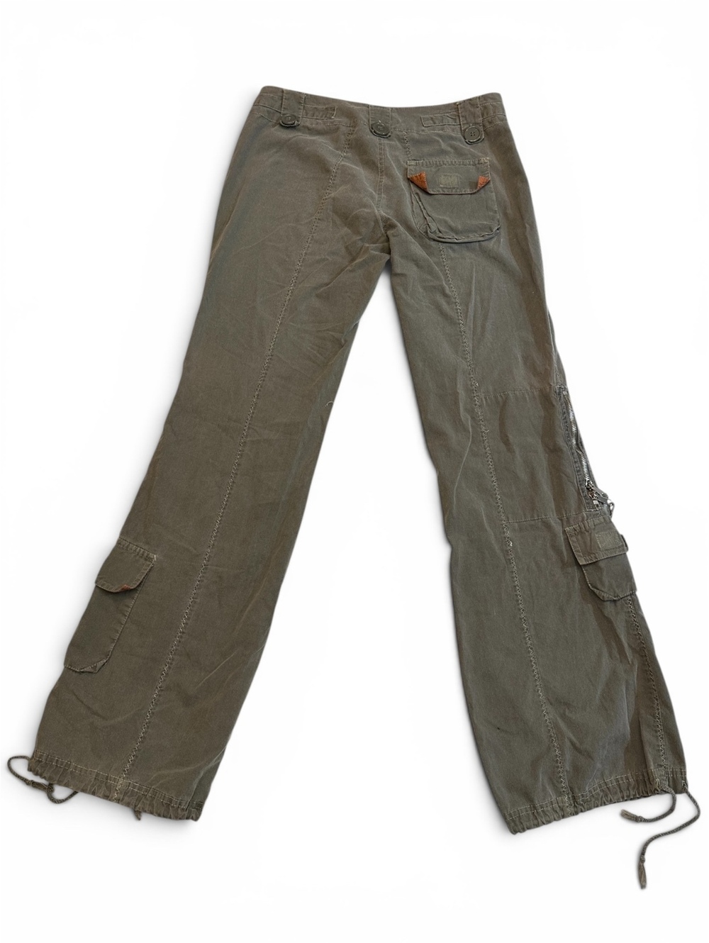 Rampage Y2K Gray Cargo Pants Size 3 Low Rise Wide Leg Utility - Picture 2 of 3